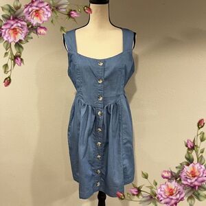Button down sleeveless denim dress